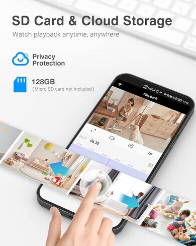 كاميرا ANNKE 1080P WiFi Pan/Tilt داخلية مع صوت ثنائي الاتجاه، وكشف الحركة البشرية، وتخزين بطاقة Cloud وSD، متوافقة مع Alexa in Kuwait