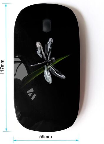 [ ماوس لاسلكي بصري 2.4G [ Dragonfly Bug Art Grass Black Simple Flying ] in Saudi Arabia