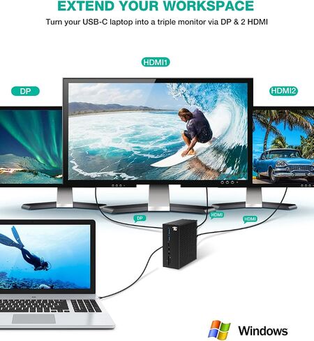 USB C Docking Station, Triple Display 17-in-1 Dock with DisplayPort, 2 HDMI, 6 USB, LAN, SD/TF Card Readers, 60W Charging, Audio in and Out, DC Input for Windows/MacOS Laptops in Saudi Arabia