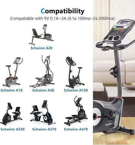 Replacment for Schwinn 9V 2A AC Adapter 6.6FT Power Cord 230 270 470 430 420 240 220 130 A10 A20 A40 Bike Exercise Elliptical Recumbent Upright Trainer Power Electronics Power Accessories AC Adapters in Kuwait