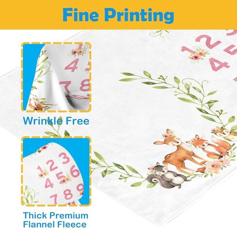 مستلزمات الأطفال من Woodland Animals، بطانية شهر الطفل لالتقاط الصور حديثي الولادة - بطانية عمر الطفل مع إطارين B34-1 in Kuwait