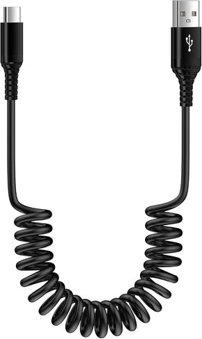 كابل من النوع A إلى USB C شحن سريع سلك شاحن سيارة بطول 3أقدام لهاتف iPhone 15 Pro Max/Pro/Plus/15، Samsung Galaxy S24 Ultra A15 A25 S23 FE S22 S21 Z Fold 5 Flip 5 A54 A14، هاتف Android ملفوف قابل للسحب in Kuwait