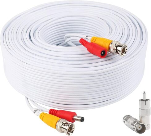 100ft/30M All-in-One BNC Video Power Cables, White BNC Extension Surveillance Camera Wires for CCTV Camera DVR NVR Systems (2PCS BNC Connectors Included) in Kuwait