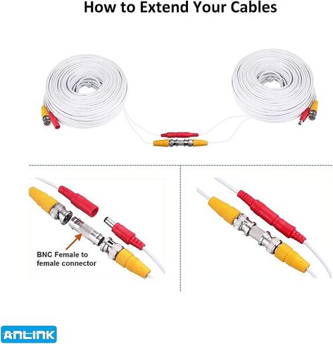 100ft/30M All-in-One BNC Video Power Cables, White BNC Extension Surveillance Camera Wires for CCTV Camera DVR NVR Systems (2PCS BNC Connectors Included) in Saudi Arabia