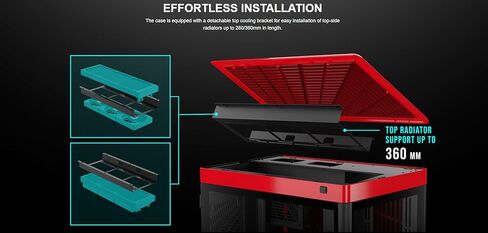 حافظة كمبيوتر الألعاب GAMDIAS RGB ذات الحجرة المزدوجة من الزجاج المقسى، واقفة في اتجاهين مع توجيه رأسي وأفقي وحافظة كمبيوتر مفتوحة بلمسة واحدة تدعم 420 مم AIO وإدارة كابلات ضخمة in Kuwait