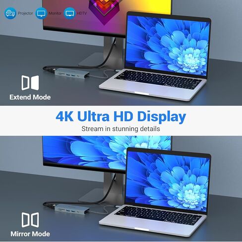 محول محور USB C HOPDAY - دونجل 10 في 1 مع HDMI 4K، محطة إرساء USB C، PD 100W، USB 3.0، قارئ بطاقة SD/TF، ​​صوت 3.5 مم، محور متعدد المنافذ لأجهزة الكمبيوتر المحمول والكمبيوتر اللوحي in Saudi Arabia