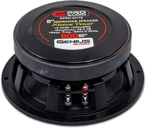 Genius Audio GPRO-M178 8", 600 Watts Max - 300 Watts RMS, High Power Pro Audio Midrange Speakers, Aluminium Bullet Car Audio Speaker, Ferrite Magnet, 4 Ohm, Reinforced Paper Cone (1 Speaker) in Saudi Arabia