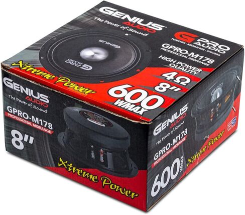 Genius Audio GPRO-M178 8", 600 Watts Max - 300 Watts RMS, High Power Pro Audio Midrange Speakers, Aluminium Bullet Car Audio Speaker, Ferrite Magnet, 4 Ohm, Reinforced Paper Cone (1 Speaker) in Saudi Arabia