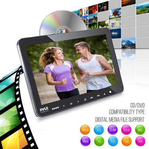 شاشة تثبيت عالمية لمسند رأس السيارة - مشغل DVD للوسائط المتعددة للسيارة مقاس 9.4 بوصة - نظام ترفيه صوتي وفيديو ذكي مع شاشة LCD تلفزيون LCD عالية الدقة - تتضمن دعامة تثبيت - Pyle PLHRDVD904.5 in Saudi Arabia