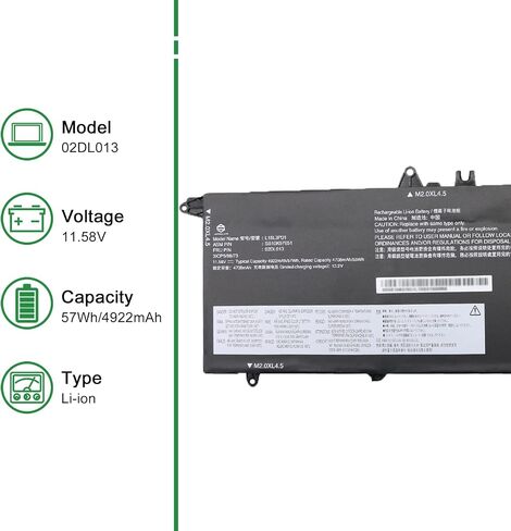 02DL013 L18L3PD1 SB10K97651 استبدال بطارية الكمبيوتر المحمول لينوفو ثينك باد T490s T495s T14s Gen 1 2020 Series 02DL014 L18M3PD1 SB10K97652 02DL015 L18M3PD2 02DL016 L18C3PD1 11.58V 57Wh in Saudi Arabia