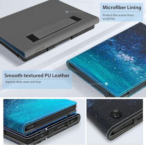 VORI Case for All-New Amazon Fire 7 Tablet (Only fit 12th Generation, 2022 Release), Slim Vegan Leather Folio Stand Smart Cover with Hand Strap and Auto Wake/Sleep for Kindle Fire 7" Tablet, Black in Kuwait