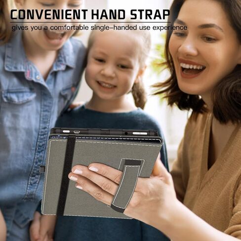 VORI Case for All-New Amazon Fire 7 Tablet (Only fit 12th Generation, 2022 Release), Slim Vegan Leather Folio Stand Smart Cover with Hand Strap and Auto Wake/Sleep for Kindle Fire 7" Tablet, Black in Kuwait