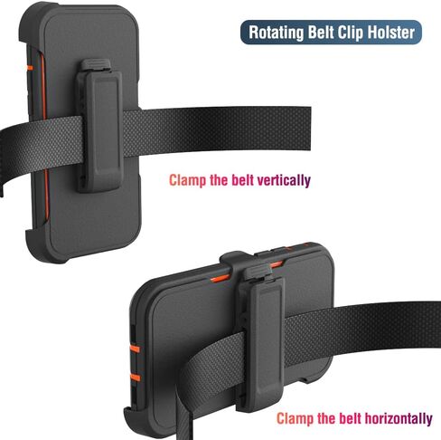 Case for iPhone 12 & 12 Pro with Clip, Heavy-Duty Tough Rugged Shockproof Drop Protective Cover Phone Cases, Black+Orange in Saudi Arabia