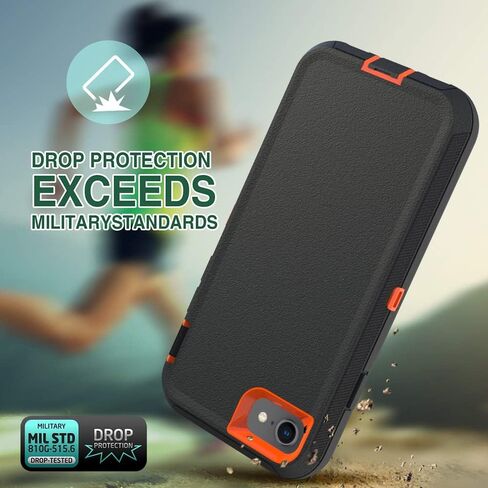 Case for iPhone 12 & 12 Pro with Clip, Heavy-Duty Tough Rugged Shockproof Drop Protective Cover Phone Cases, Black+Orange in Saudi Arabia