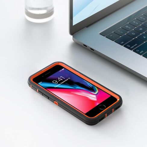 Case for iPhone 12 & 12 Pro with Clip, Heavy-Duty Tough Rugged Shockproof Drop Protective Cover Phone Cases, Black+Orange in Saudi Arabia
