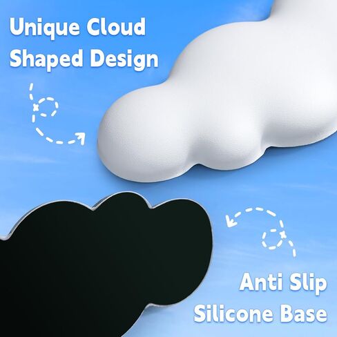 مسند معصم للوحة المفاتيح السحابية، لوحة مفاتيح لطيفة ولوحة ماوس - مسند راحة اليد للكوع ومسند للذراع من الإسفنج الذكي لدعم المعصم للكمبيوتر لوحة المفاتيح مع قاعدة غير قابلة للانزلاق لكتابة تخفيف الألم in Kuwait