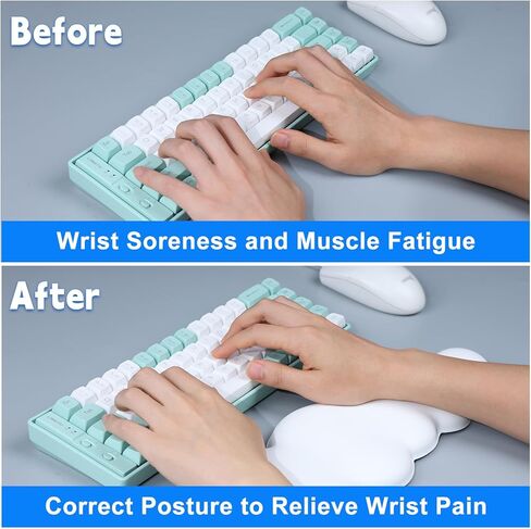 مسند معصم للوحة المفاتيح السحابية، لوحة مفاتيح لطيفة ولوحة ماوس - مسند راحة اليد للكوع ومسند للذراع من الإسفنج الذكي لدعم المعصم للكمبيوتر لوحة المفاتيح مع قاعدة غير قابلة للانزلاق لكتابة تخفيف الألم in Kuwait