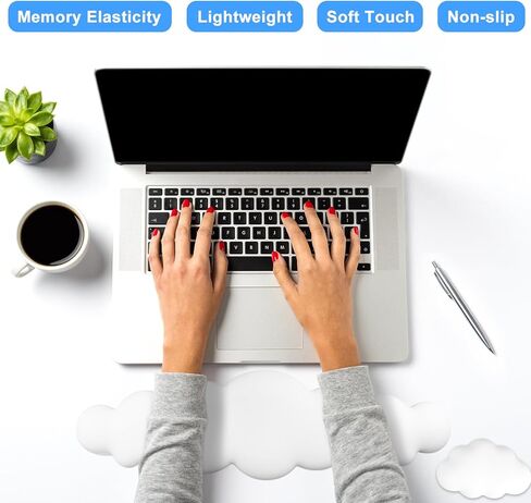 مسند معصم للوحة المفاتيح السحابية، لوحة مفاتيح لطيفة ولوحة ماوس - مسند راحة اليد للكوع ومسند للذراع من الإسفنج الذكي لدعم المعصم للكمبيوتر لوحة المفاتيح مع قاعدة غير قابلة للانزلاق لكتابة تخفيف الألم in Kuwait