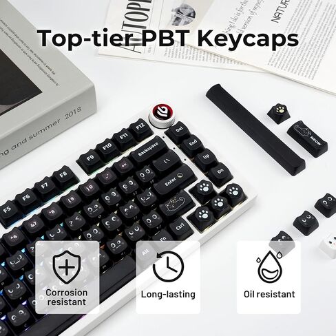 HITIME XVX Meow Meow Keycaps Set, Dye-Sublimation Cute PBT Keycaps, MAO Profile Cat Key caps, 143 Keys Custom Keyboard Keycaps for 61/64/68/84/87/100/104/108 Cherry MX Mechanical Keyboard in Kuwait