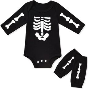 Aalizzwell Newborn Baby Boys Girls Halloween Outfit Bodysuit with Leg Warmers