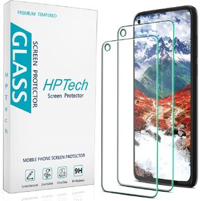 HPTech (2 Pack) Designed For Samsung Galaxy A21 Tempered Glass Screen Protector, Easy to Install, Anti Scratch, Bubble Free, Case Friendly