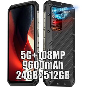 Ulefone Power Armor 18 Ultra 5G Rugged SmartPhone,6.58" FHD+ 9600mAh Unlocked Rugged Phone,24GB+512GB Dimensity 7050 Cell Phone Unlocked,108MP Triple Cameras,Android 13 HiFi NFC FM