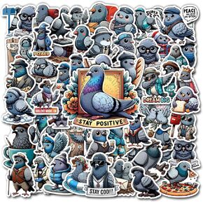 Pack 50 PCS Pigeon Stickers Print Funny Animal Cartoon Waterproof Vinyl Decals Cute Items for Adults Kids Boys Girls Decorative Laptop Phone Case Water Bottles Helmet Journal