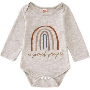 CM C&M WODRO Newborn Baby Boy Girl Bodysuit Answered Prayer Rainbow Onesie Romper Jumpsuit Long Sleeve Infant Outfit Clothes