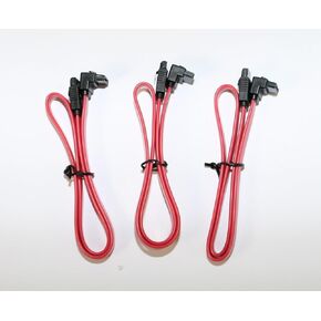 DupliM 18" SATA III Cable Straight to Right Angle with Clips 3-Pk for SSD HDD Hard Disk Drives