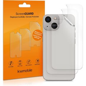 kwmobile Set of 3X Back Covers Compatible with Apple iPhone 13 / iPhone 14 - Back Screen Protector Pack Transparent Protective Films
