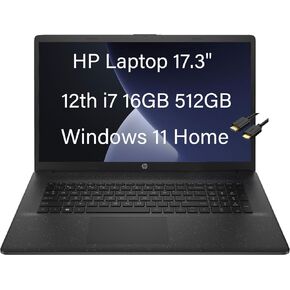 HP 17 Laptop (17.3" FHD Anti-glare, Intel 12th Gen 10-Core i7-1255U, 64GB RAM, 2TB SSD) Home & Business Laptop, Long Battery Life, Numpad, Fast Charge, Webcam, Wi-Fi, IST Cable, Win 11 Home, Black