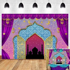 Aladdin Backdrop Photography Arabian Moroccan Nights Birthday Party Magic Genie Indian Luxurious Photo Background Princess Baby Shower Vinyl 7x5ft Photo Booth Studio Props