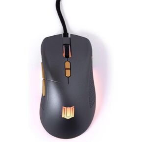 M-1 Wired Gaming Mouse: Lightweight, High Performance - Adjustable Sensor up to 12k DPI - Comfortable Ergonomic Shape & Textured Grip - Steel Gray with Golden Accent LEDs & Buttons