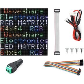Waveshare RGB Full-Color LED Matrix Panel, 2.5mm Pitch, 64×64 Pixels, Adjustable Brightness, Compatible with Raspberry Pi 5/4B/3B/Zero/Zero W/Zero 2W/Pico/Pico W/Pico WH
