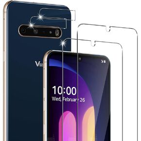 [2+2 Pack] Tempered Glass Screen Protector for LG V60 ThinQ /5G / 5G UW - and Camera Lens Protector - Anti-fingerprint - Shatter Proof - (Not for The Dual Screen)