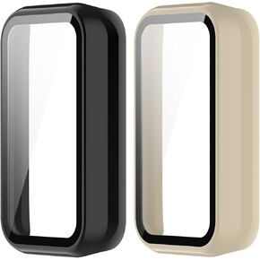 Case Compatible for Amazfit Band 7 Frame PC Protective Cover with Tempered Glass Film for Amazfit Band 7 Smartwatch Screen Protectors Accessories (6Colors)