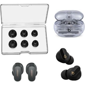 Memory Foam Ear Tips for Beats Studio Buds/Studio Buds Plus +/ Beats Fit Pro/Bose QuietComfort Earbuds II, Anti-Slip Replacement Ear Tip, No Silicone Eartips Pain, 3 Pairs (SMALL)