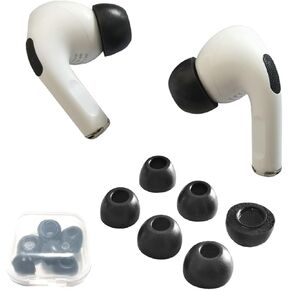 Foam Ear Tips for AirPods Pro2/Pro with Noise Reduction Hole, Replacement Ear Tips for AirPods Pro 2nd Generation Fit AirPods Pro Case 3 Pairs LMS Black