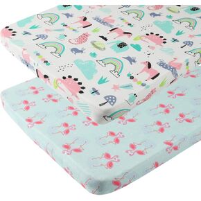 Travel Crib Fitted Sheets Set 3 Pack Compatible with Baby Bjorn, Guava Lotus Travel Crib and 24 x 42 Inch Travel Light Playard Mattress Ultra Soft Jersey Material,Rocket Satellite,Car & Bus