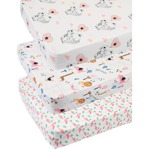 Travel Crib Fitted Sheets Set 3 Pack Compatible with Baby Bjorn, Guava Lotus Travel Crib and 24 x 42 Inch Travel Light Playard Mattress Ultra Soft Jersey Material,Rocket Satellite,Car & Bus