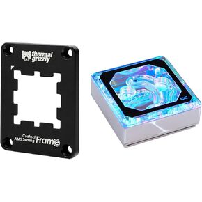 Alphacool Eisblock XPX Aurora Edge CPU Water Block and Thermal Grizzly AM5 Contact Sealing Frame Bundle, Chrome/Plexi in Kuwait