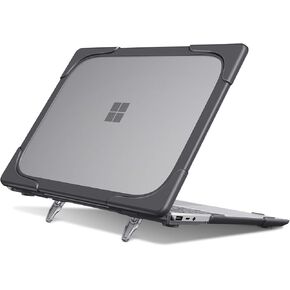 Fintie Case for 12.4 Inch Microsoft Surface Laptop Go 3 (2023) / Surface Laptop Go 2 (2022) / Surface Laptop Go (2020) - Heavy Duty Matte Coated Protective Hard Shell Cover with Fold Kickstand, Gray