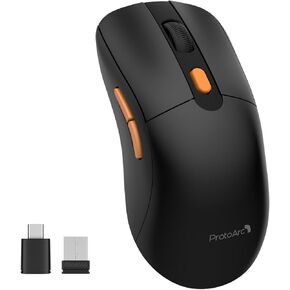ProtoArc Wireless Mouse Jiggler, USB C Mouse EM15 Type C Wireless Jiggler Mouse Rechargeable Portable Slim Mouse Mover for Laptop, MacBook, PC, ipad, Tablet, Computer-Black