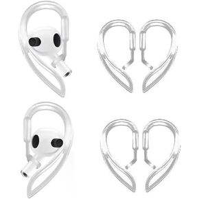 Ear Hooks Compatible with AirPods3,Anti-Slip Anti-Drop AirPod 3 Earhooks, Multi-Angle Adjustment Accessories,2 Pairs,Transparent (a3h2p)