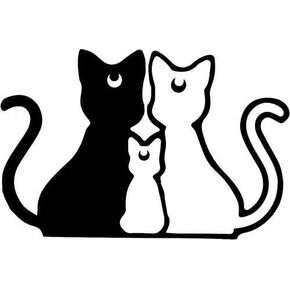 SAILORMOON Anime Sailor Moon Luna CAT Family Silhouette Vinyl Stickers Symbol 5.5" Decorative DIE Cut Decal for Cars Tablets LAPTOPS Skateboard - Black Color