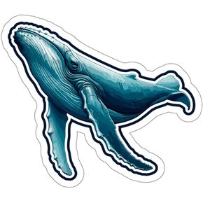 Humpback Whale Sticker Travel Outdoors Decal Vinyl Small Waterproof for Water Bottle Mug Passport Book Scrapbook Notebook Laptop Tumbler Skateboard Computer Phone Size 4" Funny Gift