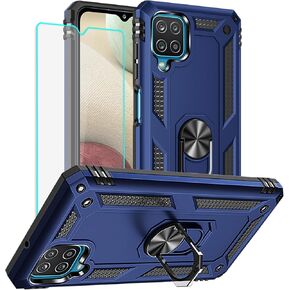 Galaxy A12 Phone Case, Samsung A12 Phone Case with HD Screen Protector, Military Grade Protective Cases with Ring for Samsung Galaxy A12 (Red)