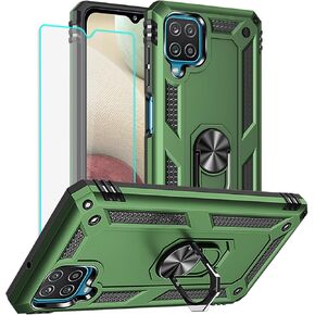 Galaxy A12 Phone Case, Samsung A12 Phone Case with HD Screen Protector, Military Grade Protective Cases with Ring for Samsung Galaxy A12 (Red)