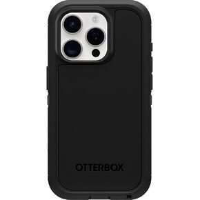 جراب OtterBox iPhone 15 Pro (فقط) Defender Series XT الشفاف - الجانب الداكن (أسود/شفاف)، بدون شاشة، متين، يتم تثبيته على MagSafe، مرفق حبل قصير (يتم شحنه في حقيبة بوليستر، مثالي لعملاء الأعمال)