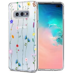 حافظة Unov Galaxy S10e، شفافة بتصميم ناعم من مادة TPU ممتصة للصدمات، غطاء خلفي واقٍ منقوش عليه زهور لهاتف Samsung Galaxy S10e 5.8 بوصة (باقة زهور)